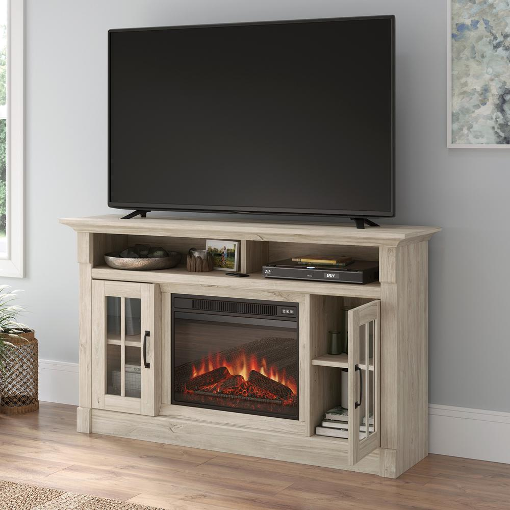 Media Fireplace Chalk Oak