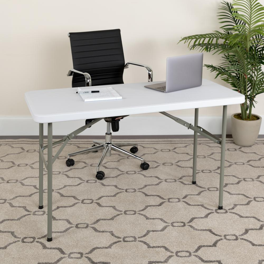 4-Foot Granite White Plastic Folding Table