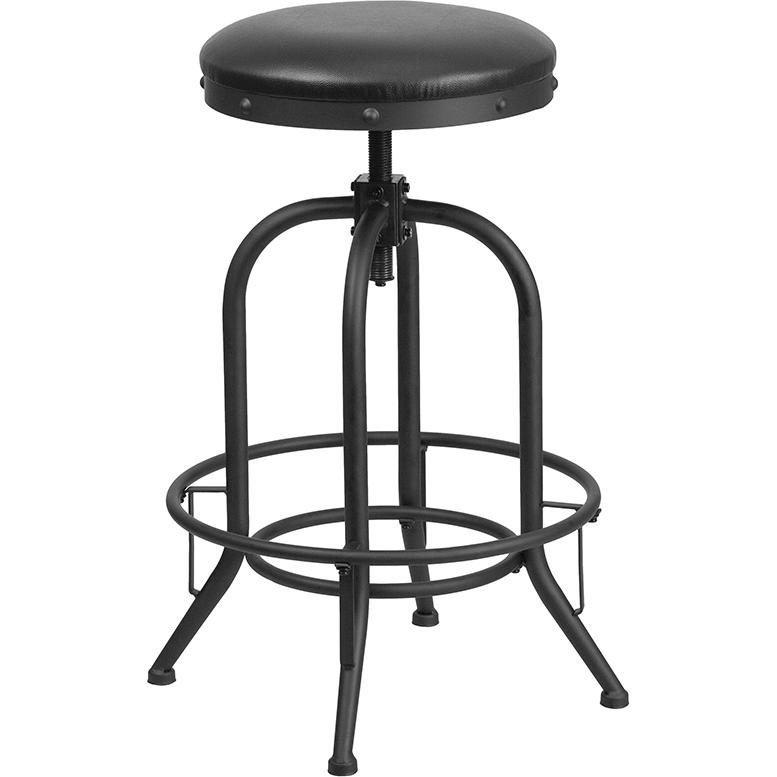 30'' Barstool with Swivel Lift Black LeatherSoft Seat