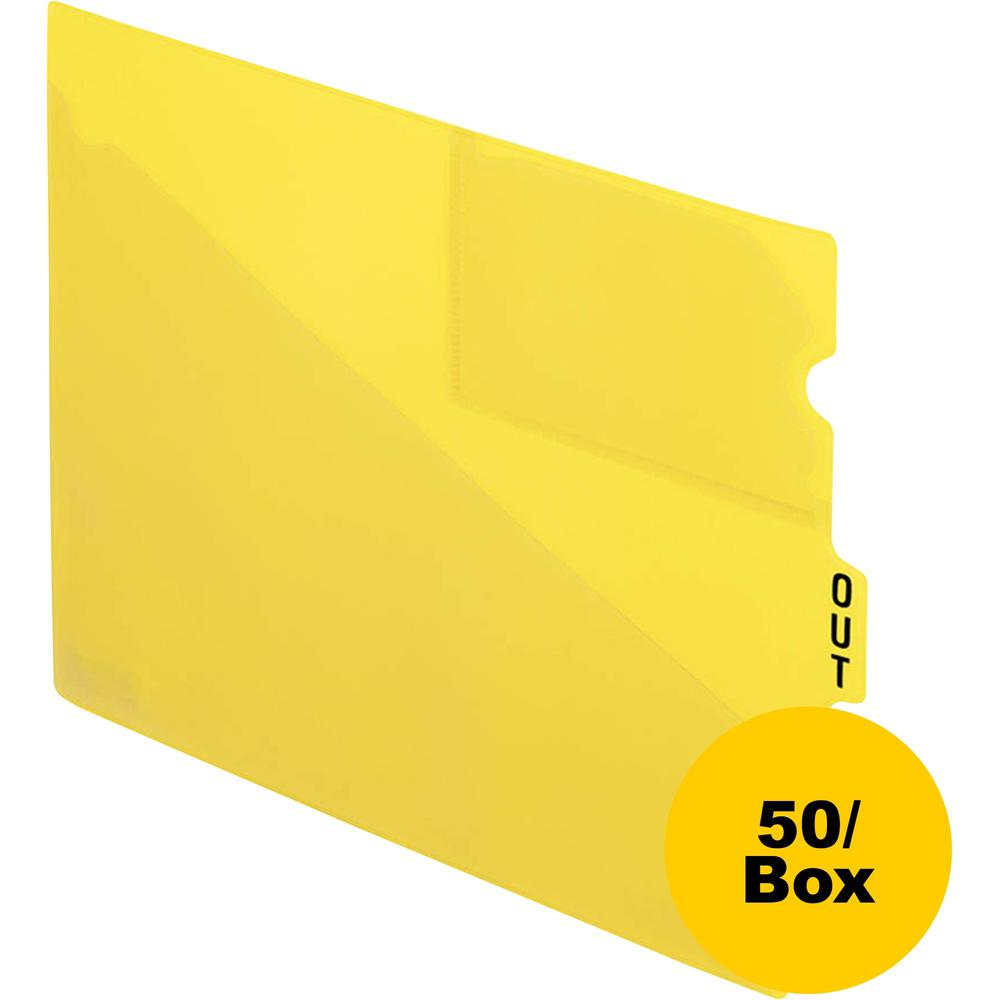 Pendaflex Poly End Tab Out Guides - 50 x Divider(s) - 9.5" Divider Width - Letter - 8.50" Width x 11" Length - Yellow Polypropylene Divider - Durable, Pocket, Wear Resistant, Tear Resistant, Moisture