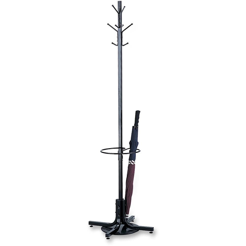 Safco Umbrella Stand Coat Rack - 4 Hooks - 40 lb (18.14 kg) Capacity - for Multipurpose - Steel - Black - 1 Each