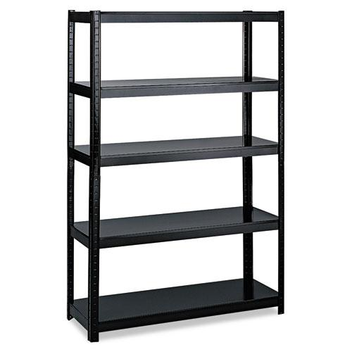 Boltless Steel Shelving, Five-Shelf, 48w x 24d x 72h, Black