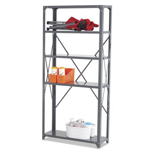 Commercial Steel Shelving Unit, Five-Shelf, 36w x 12d x 75h, Dark Gray