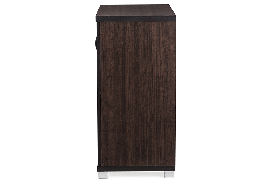 Dark Brown Sideboard Storage Cabinet with Glass Doors