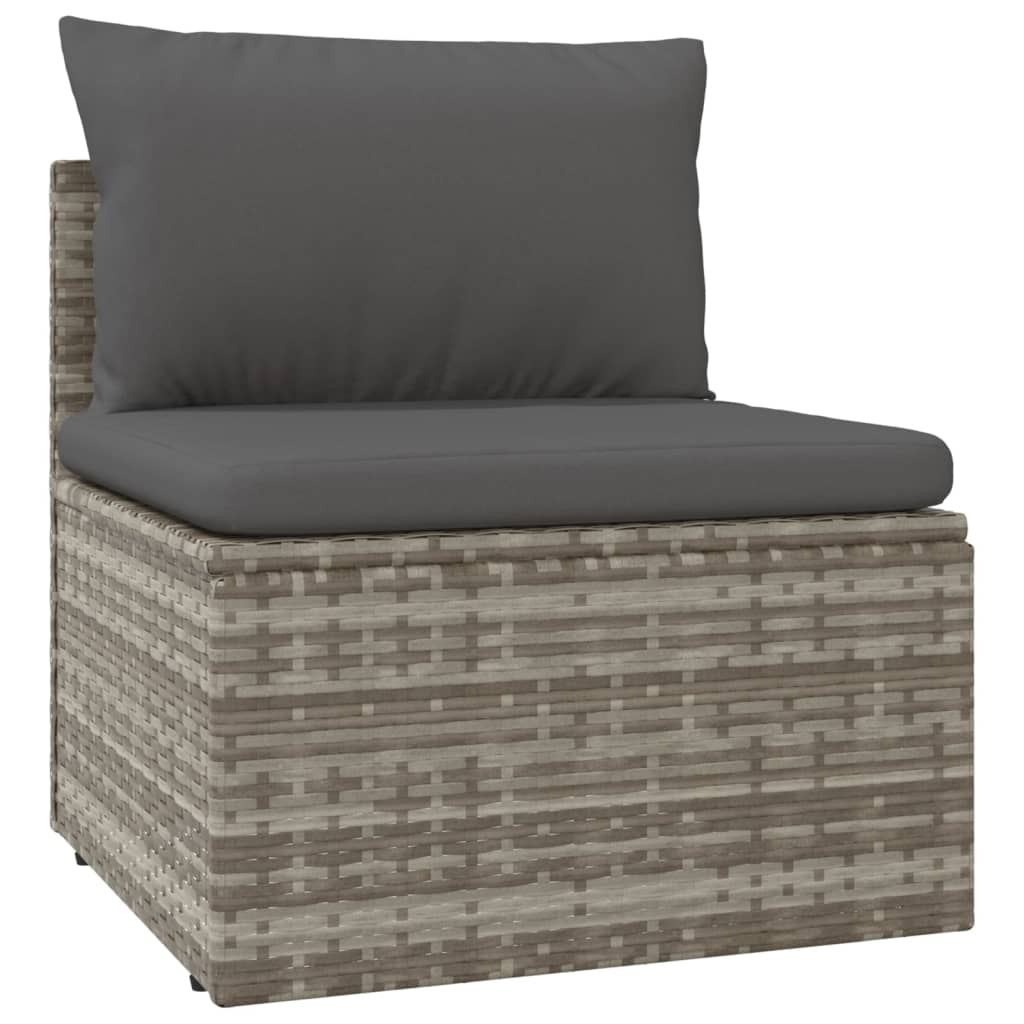 vidaXL 4 Piece Patio Lounge Set with Cushions Gray Poly Rattan