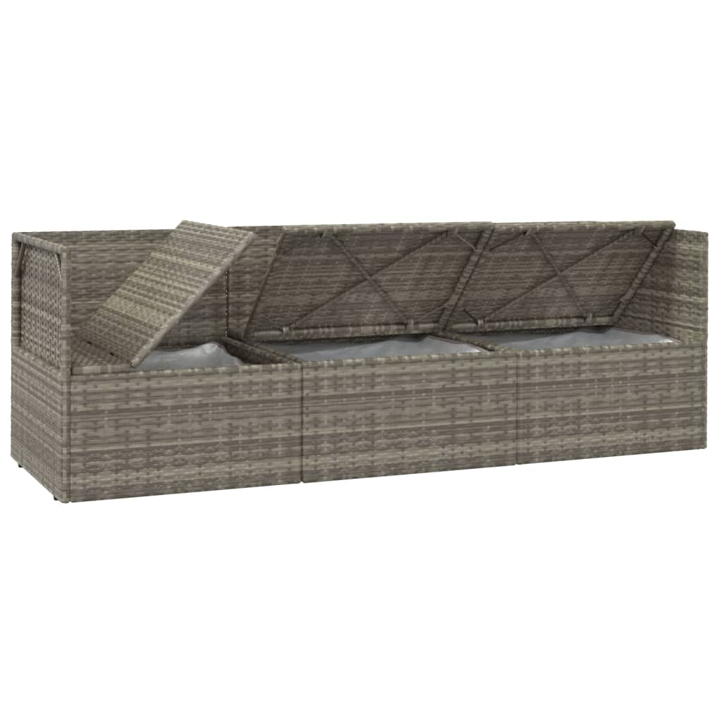 vidaXL 3 Piece Patio Lounge Set with Cushions Gray Poly Rattan