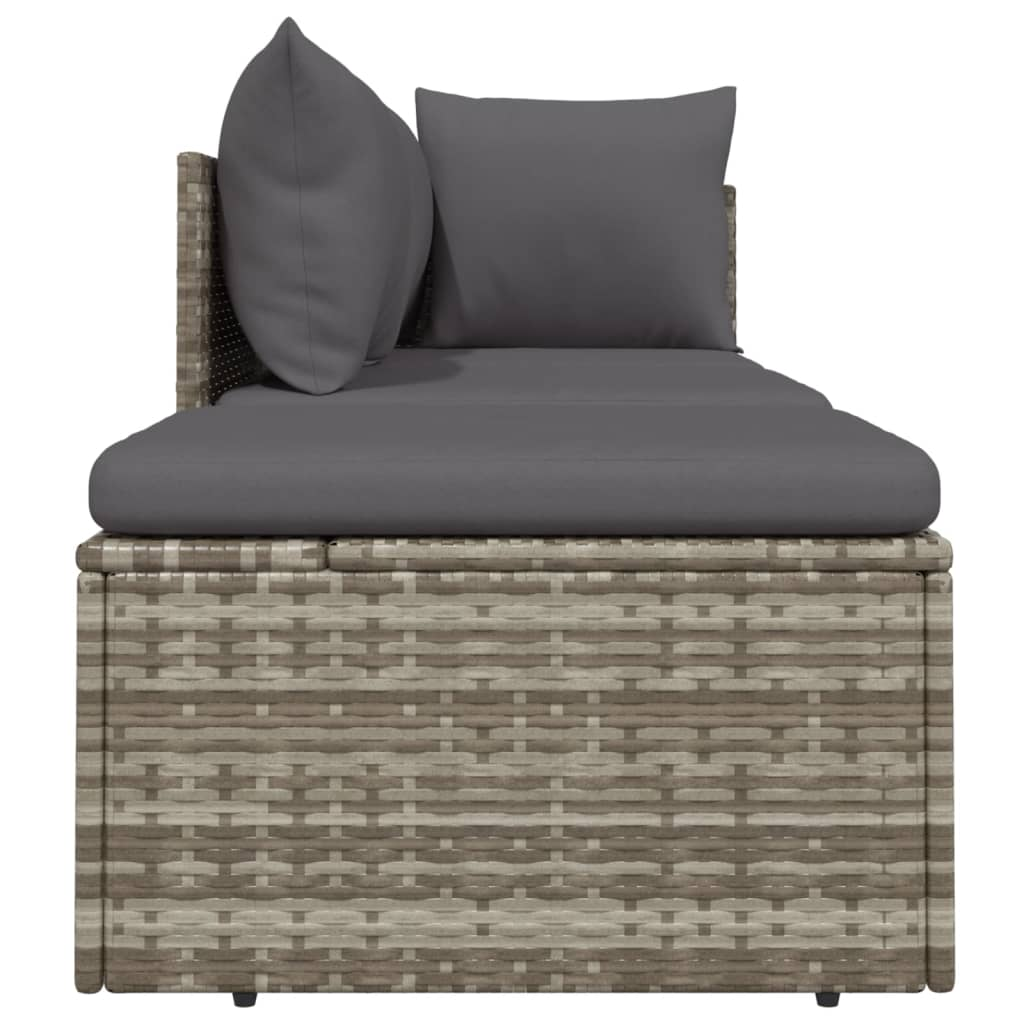 vidaXL 3 Piece Patio Lounge Set with Cushions Gray Poly Rattan