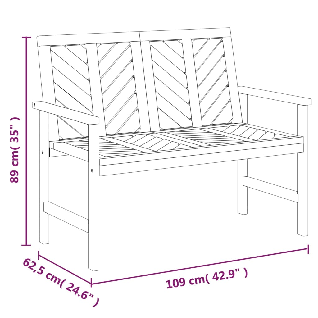 vidaXL 2 Piece Patio Lounge Set Solid Wood Acacia