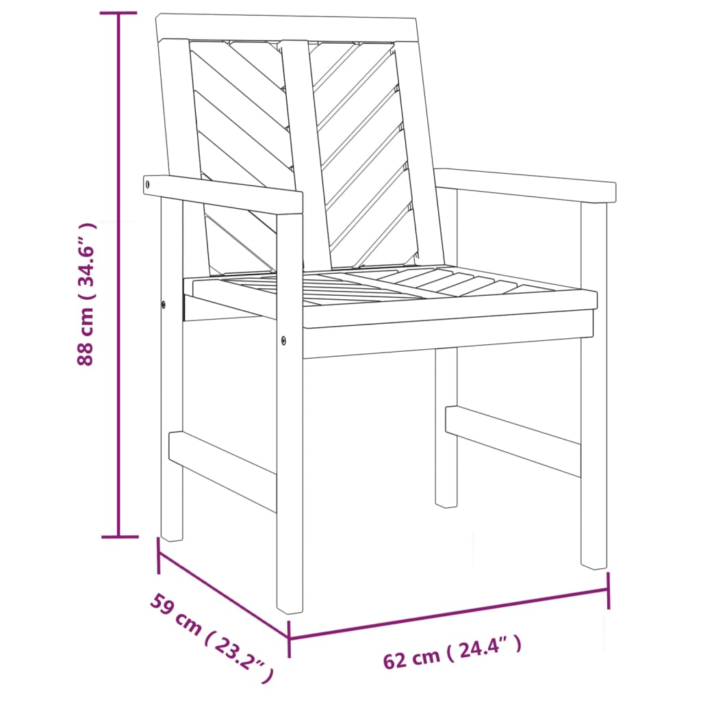 vidaXL 3 Piece Patio Lounge Set Solid Wood Acacia