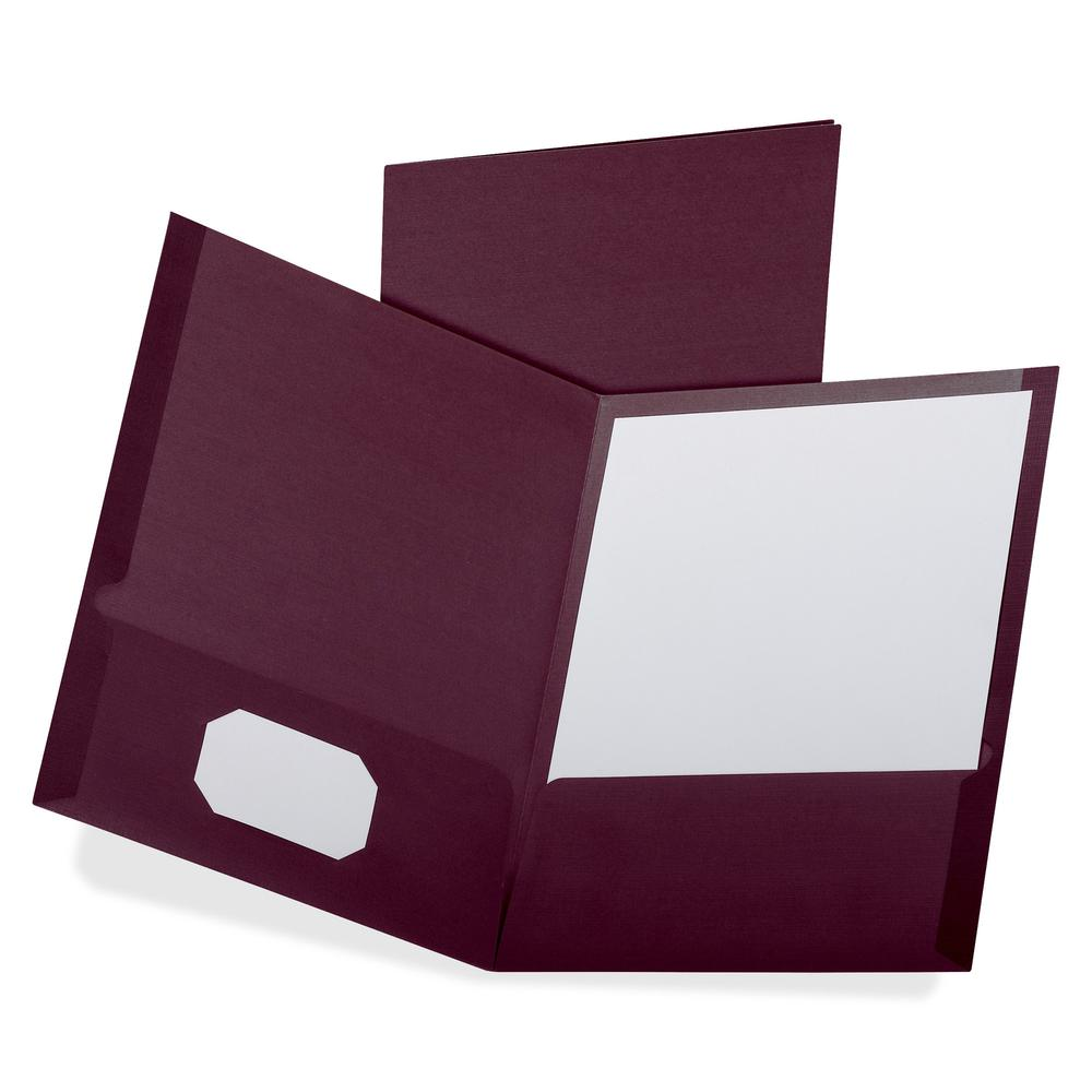 Oxford Letter Recycled Pocket Folder - 8 1/2" x 11" - 100 Sheet Capacity - 2 Pocket(s) - Burgundy - 35% Recycled - 25 / Box