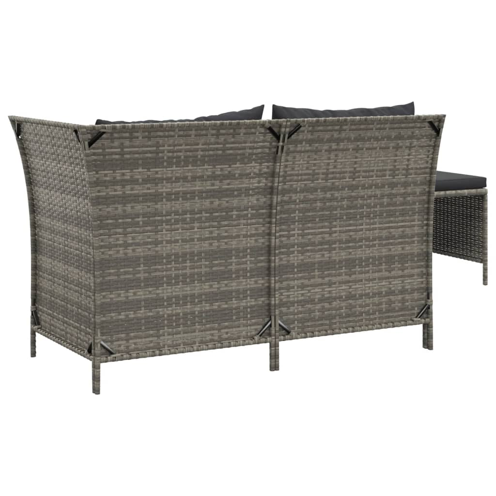 vidaXL 3 Piece Patio Lounge Set with Cushions Gray Poly Rattan