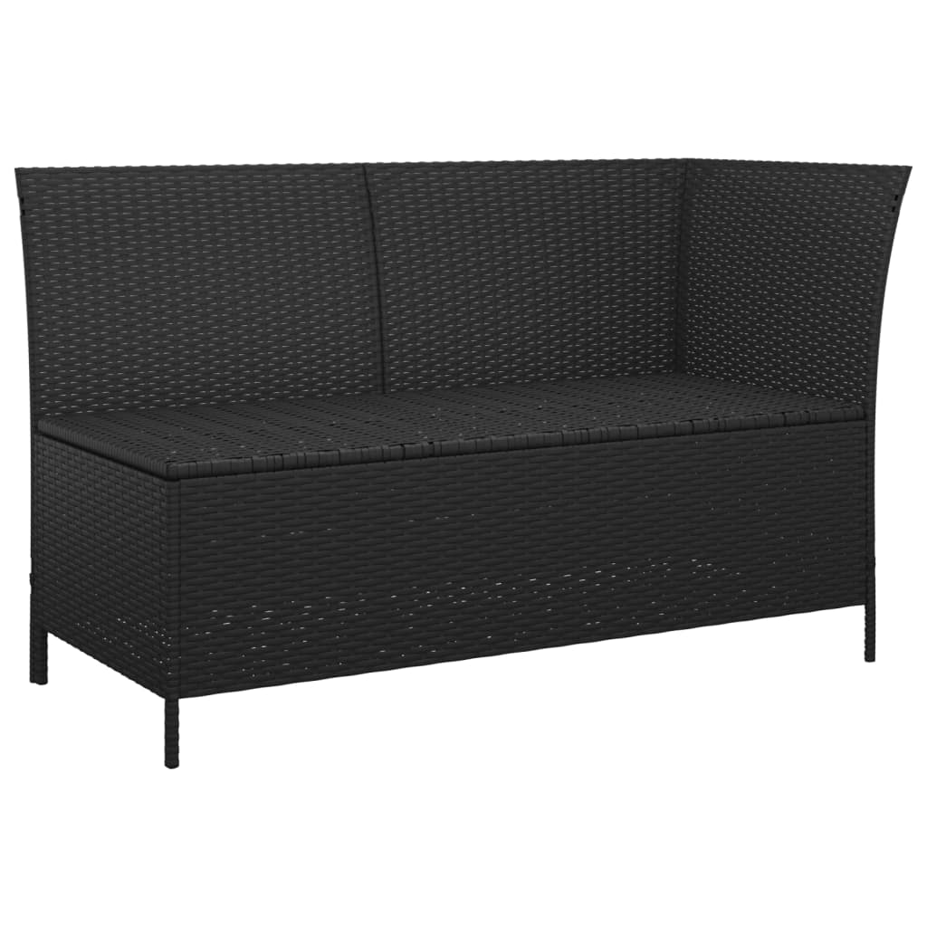 vidaXL 3 Piece Patio Lounge Set with Cushions Black Poly Rattan