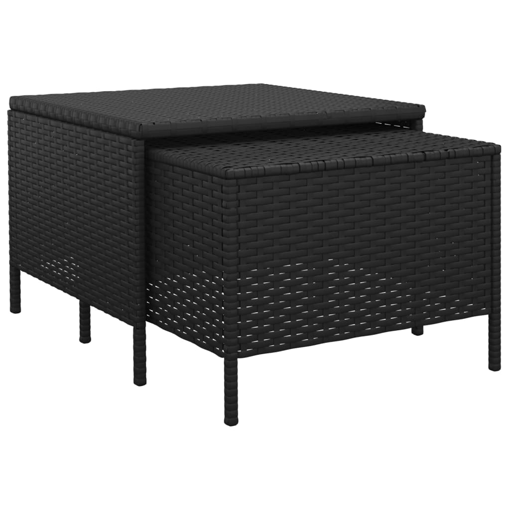 vidaXL 3 Piece Patio Lounge Set with Cushions Black Poly Rattan