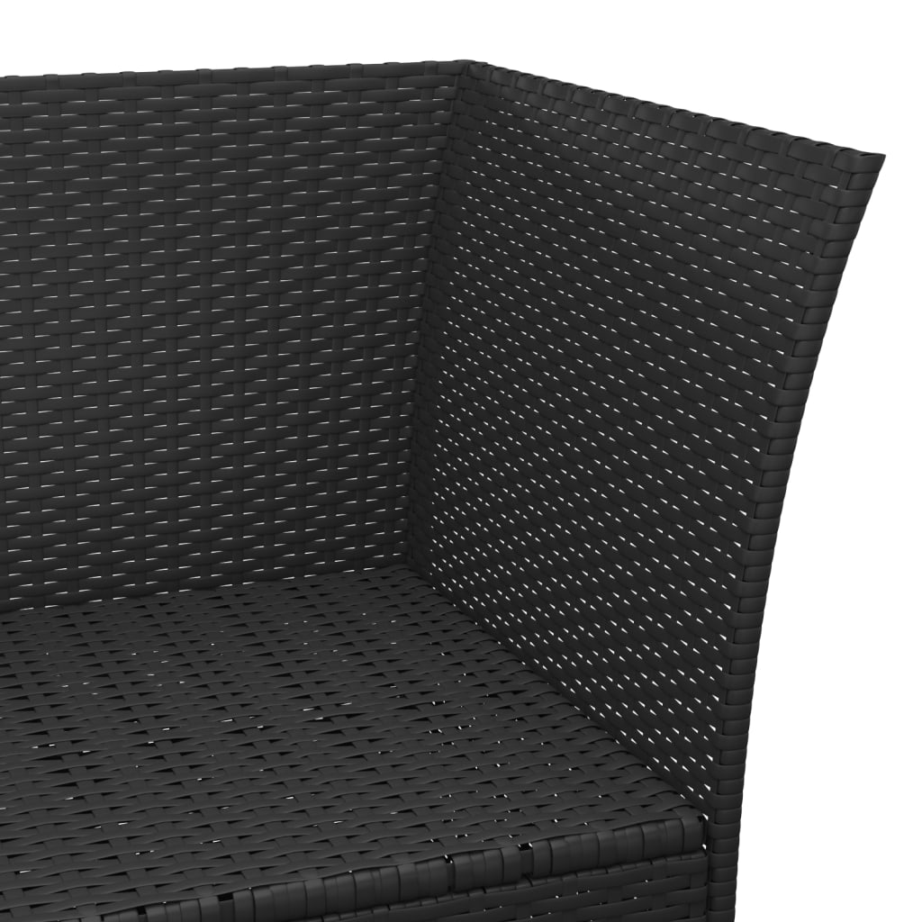 vidaXL 3 Piece Patio Lounge Set with Cushions Black Poly Rattan