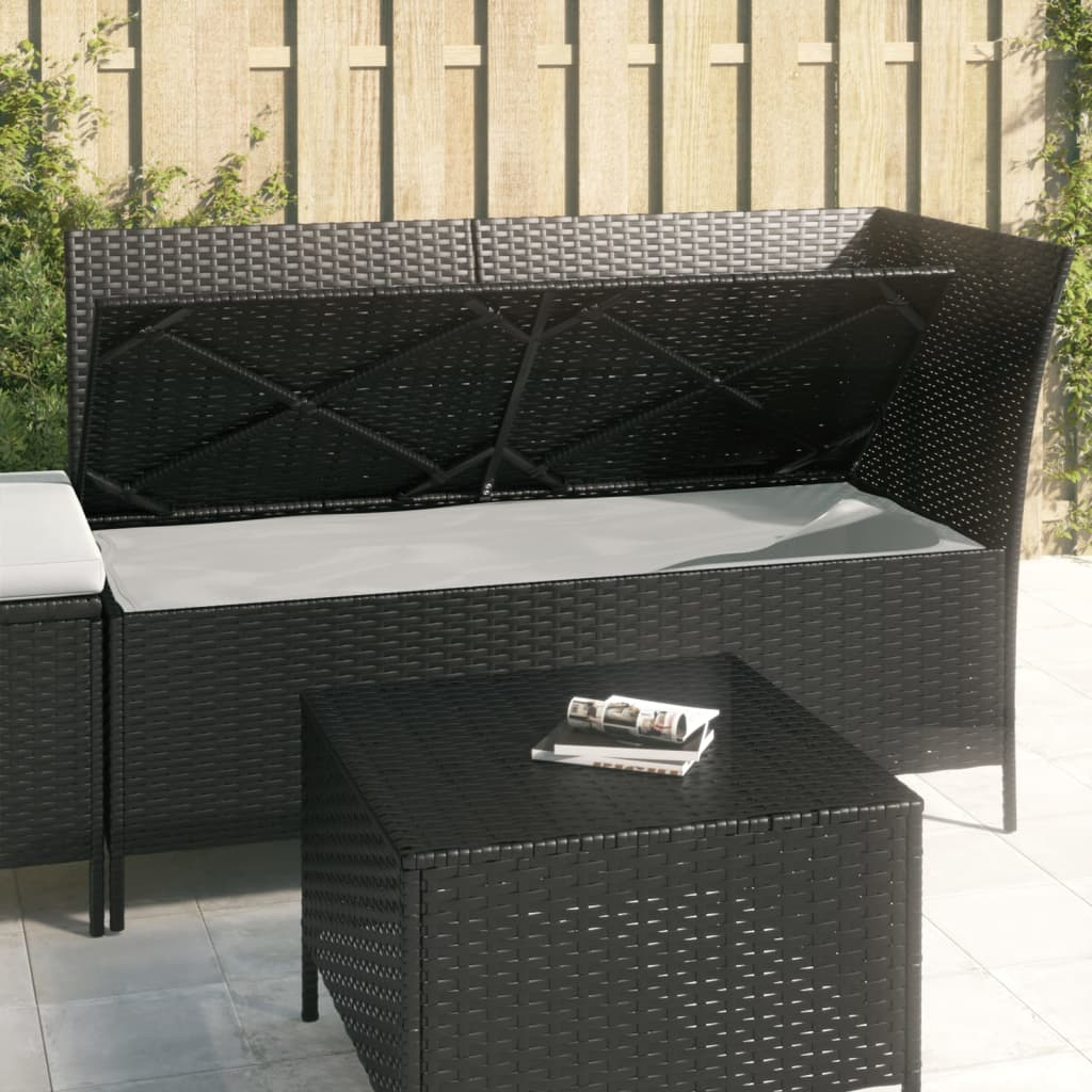 vidaXL 3 Piece Patio Lounge Set with Cushions Black Poly Rattan