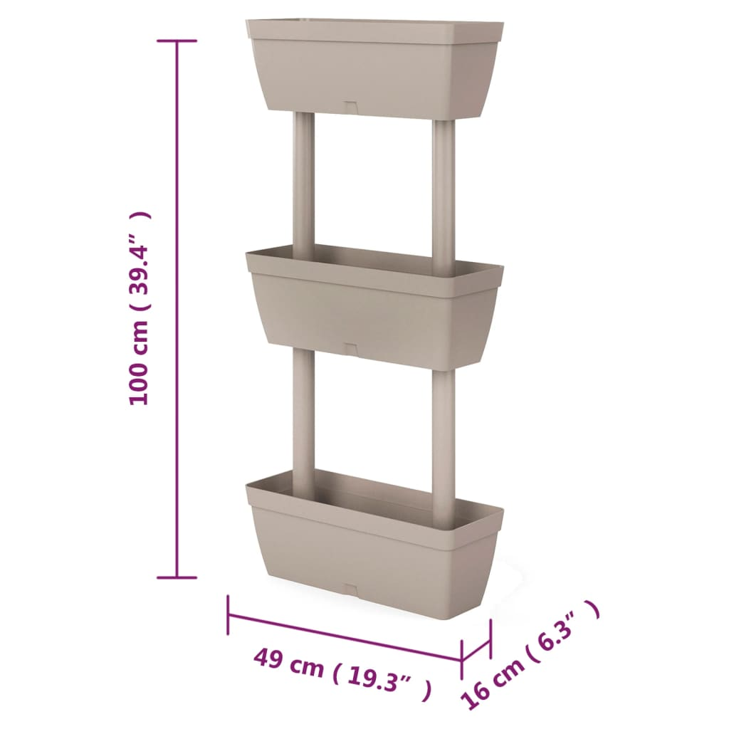 vidaXL Garden Planter 3 pcs 39.4" Taupe