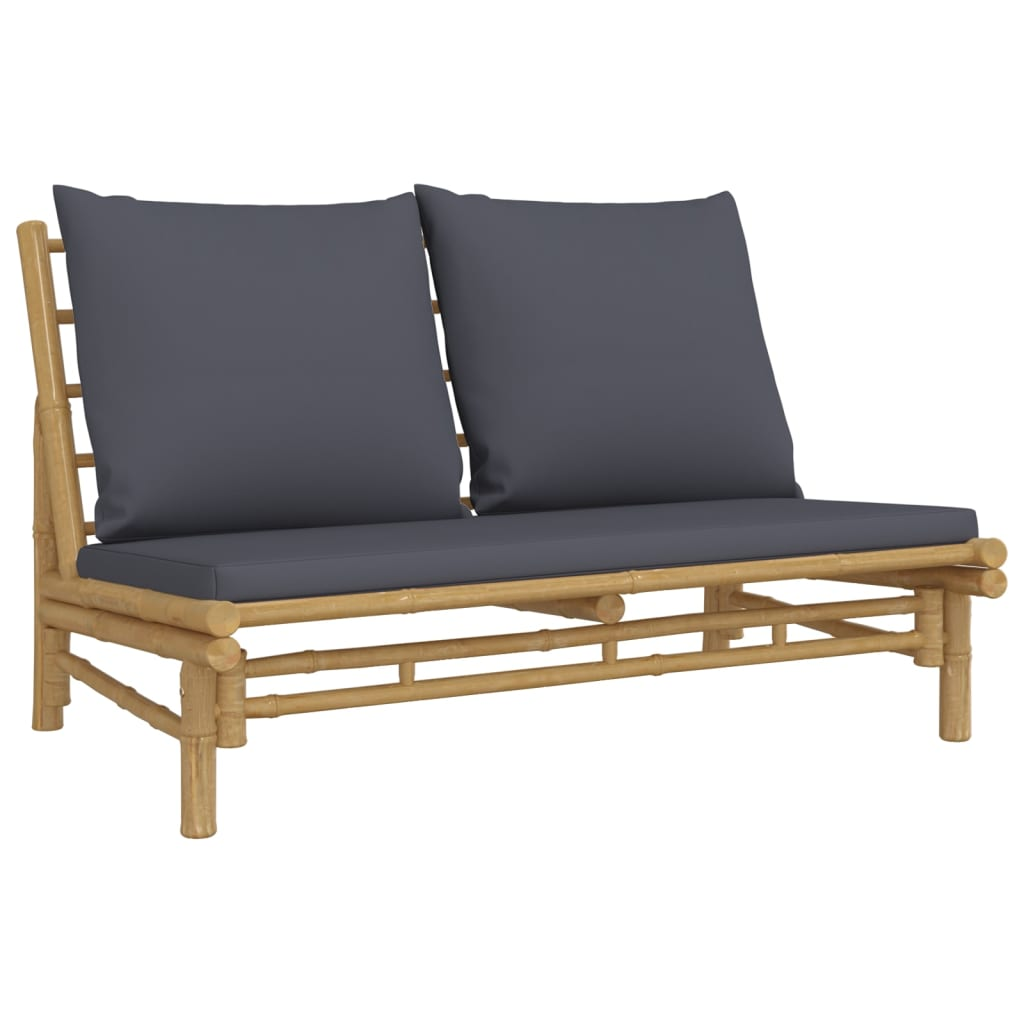 vidaXL 2 Piece Patio Lounge Set with Dark Gray Cushions Bamboo