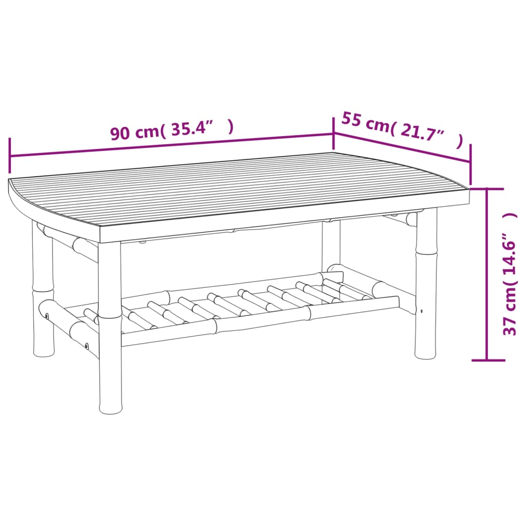 vidaXL Patio Coffee Table 35.4"x21.7"x14.6" Bamboo