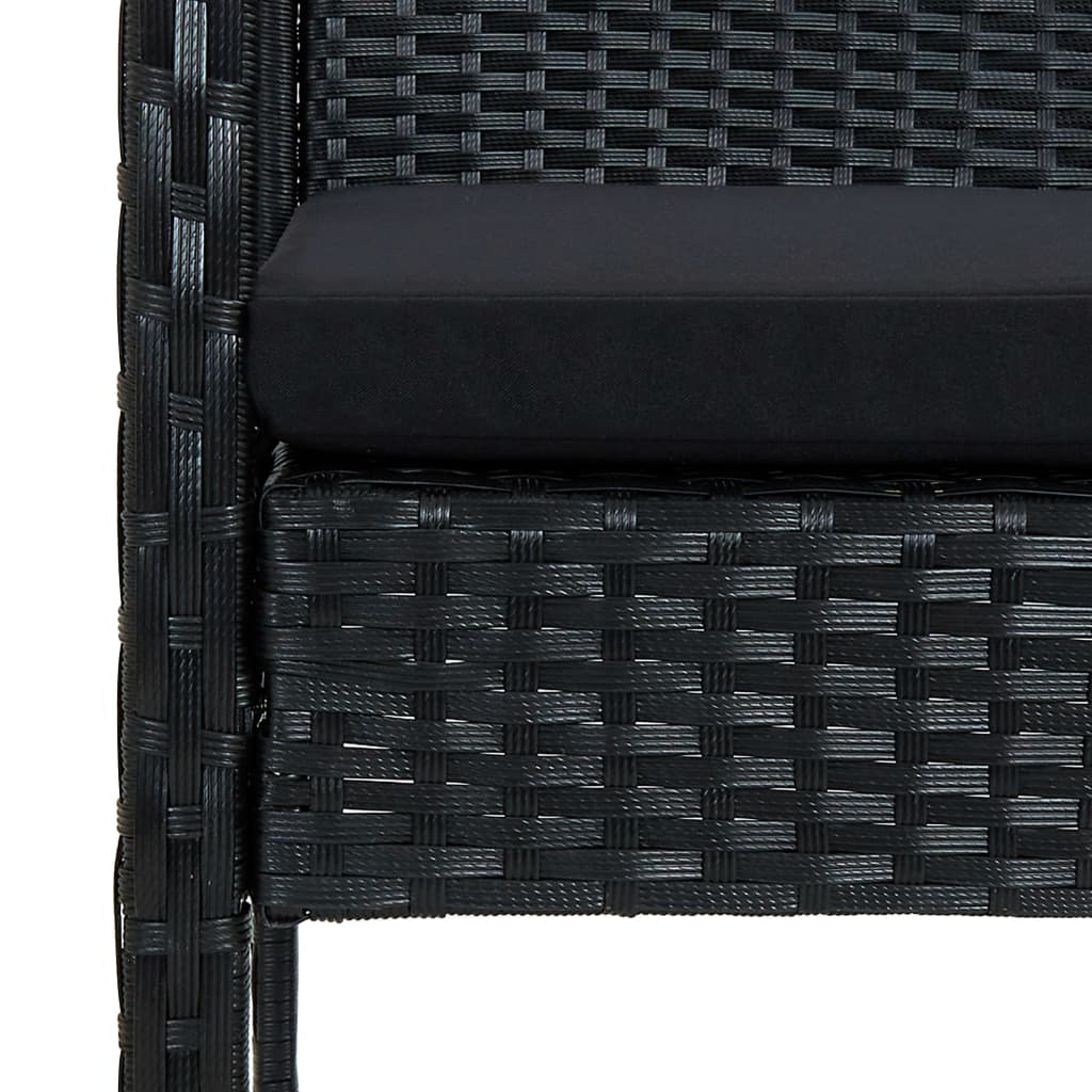 vidaXL 4 Piece Patio Lounge Set with Cushions Poly Rattan Black