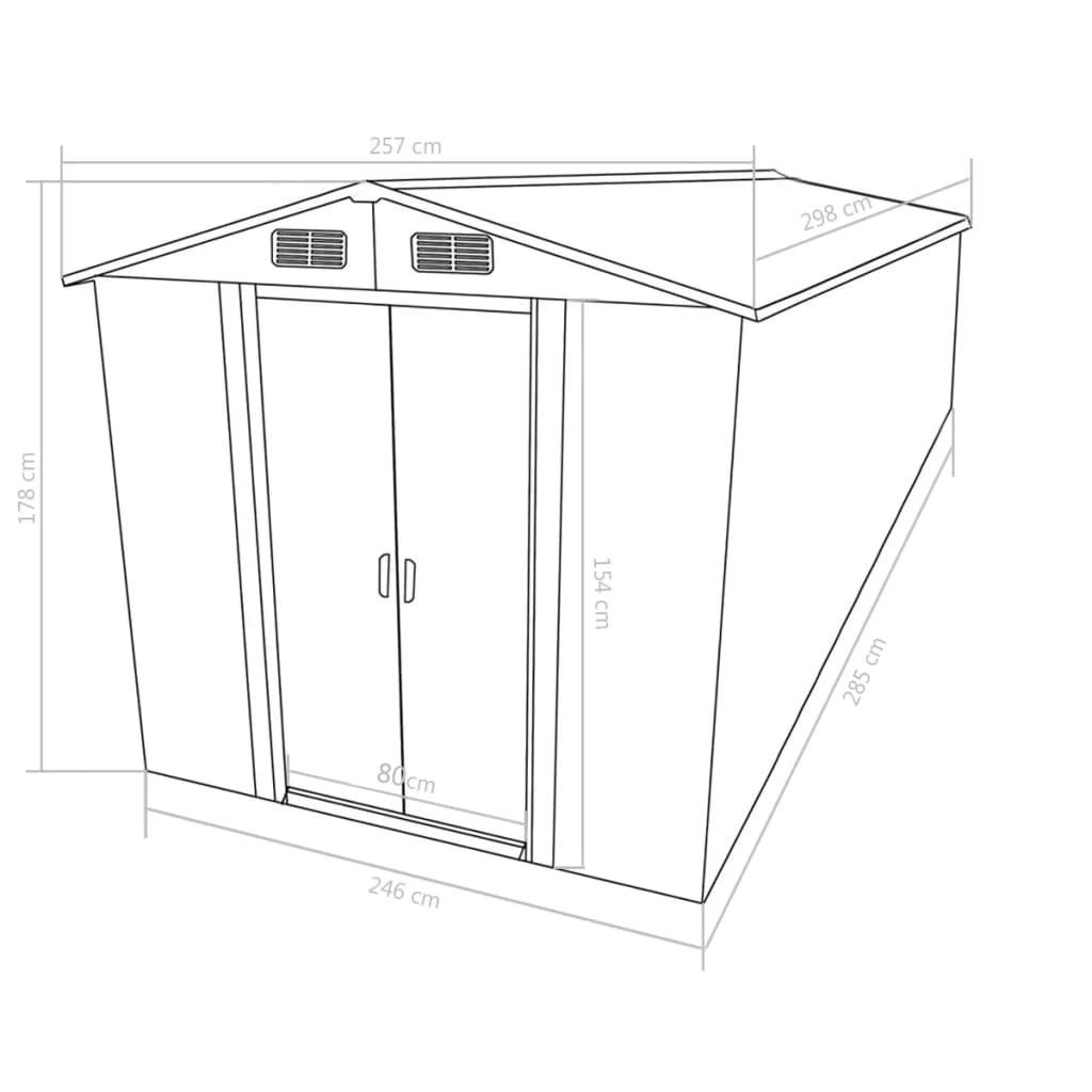 vidaXL Garden Shed 101.2"x117.3"x70.1" Metal Anthracite