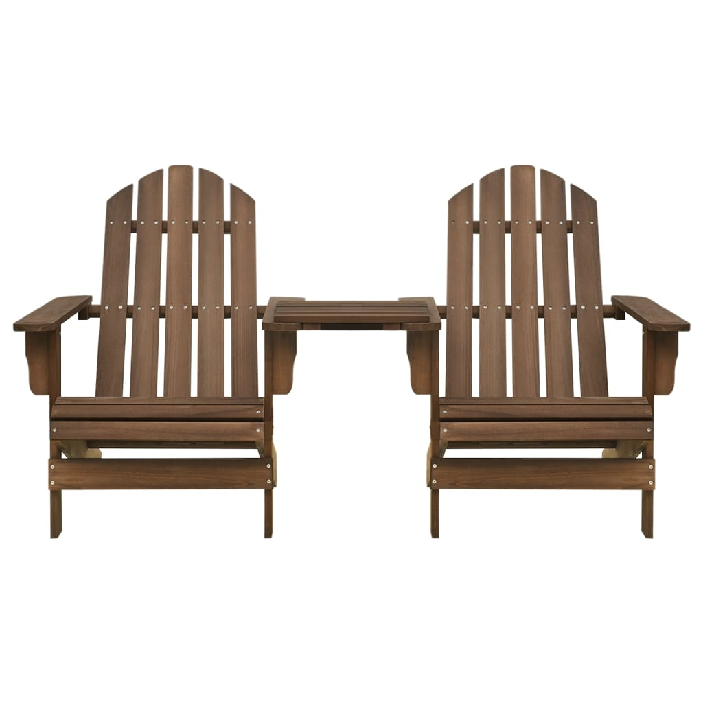 vidaXL Patio Adirondack Chairs with Tea Table Solid Wood Fir Brown