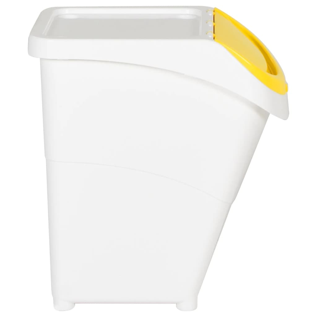 vidaXL Stackable Waste Bins with Lids 3 pcs White PP 31.7 gal