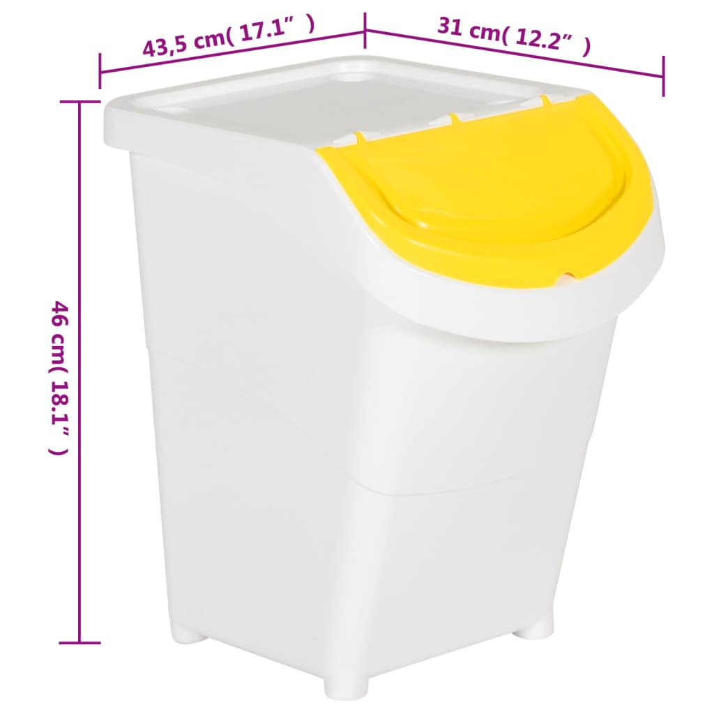 vidaXL Stackable Waste Bins with Lids 3 pcs White PP 31.7 gal