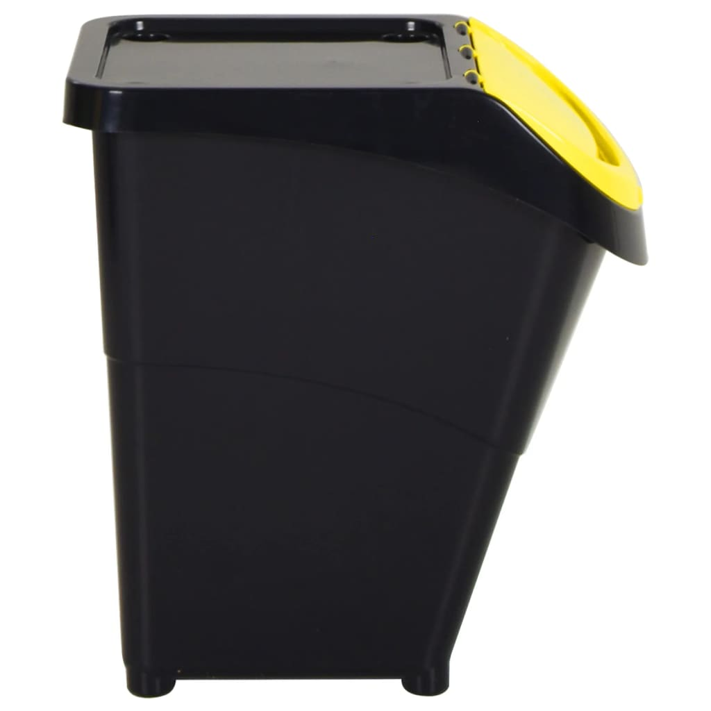 vidaXL Stackable Waste Bins with Lids 3 pcs Black PP 31.7 gal