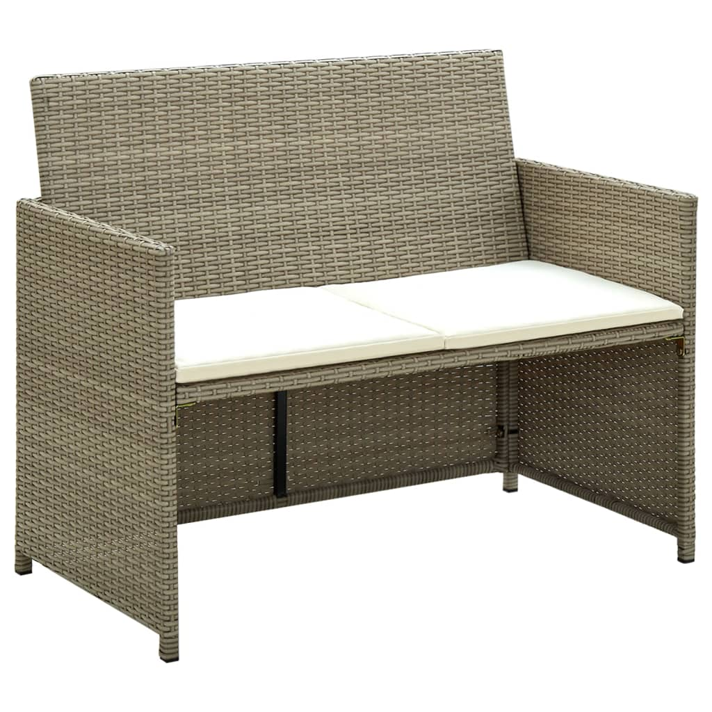 vidaXL 4 Piece Patio Lounge Set with Cushions Beige Poly Rattan