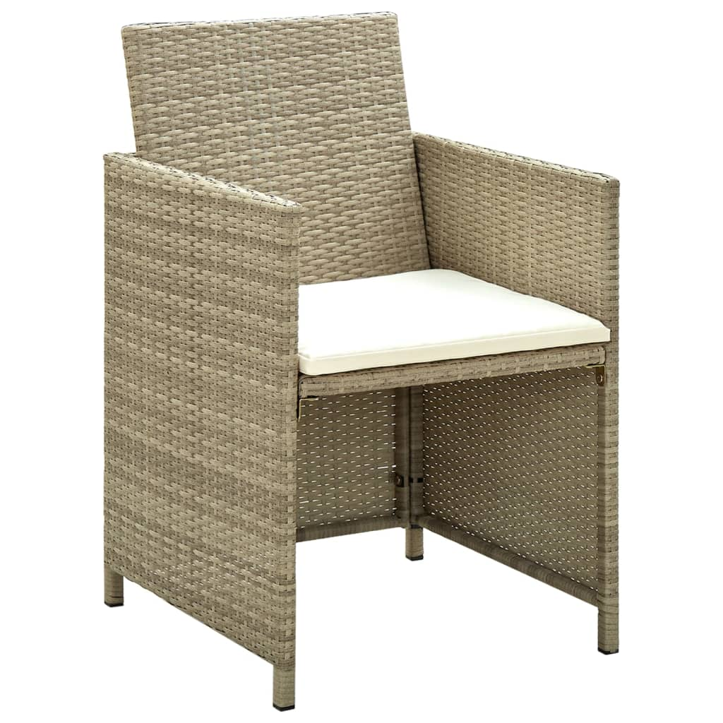 vidaXL 4 Piece Patio Lounge Set with Cushions Beige Poly Rattan