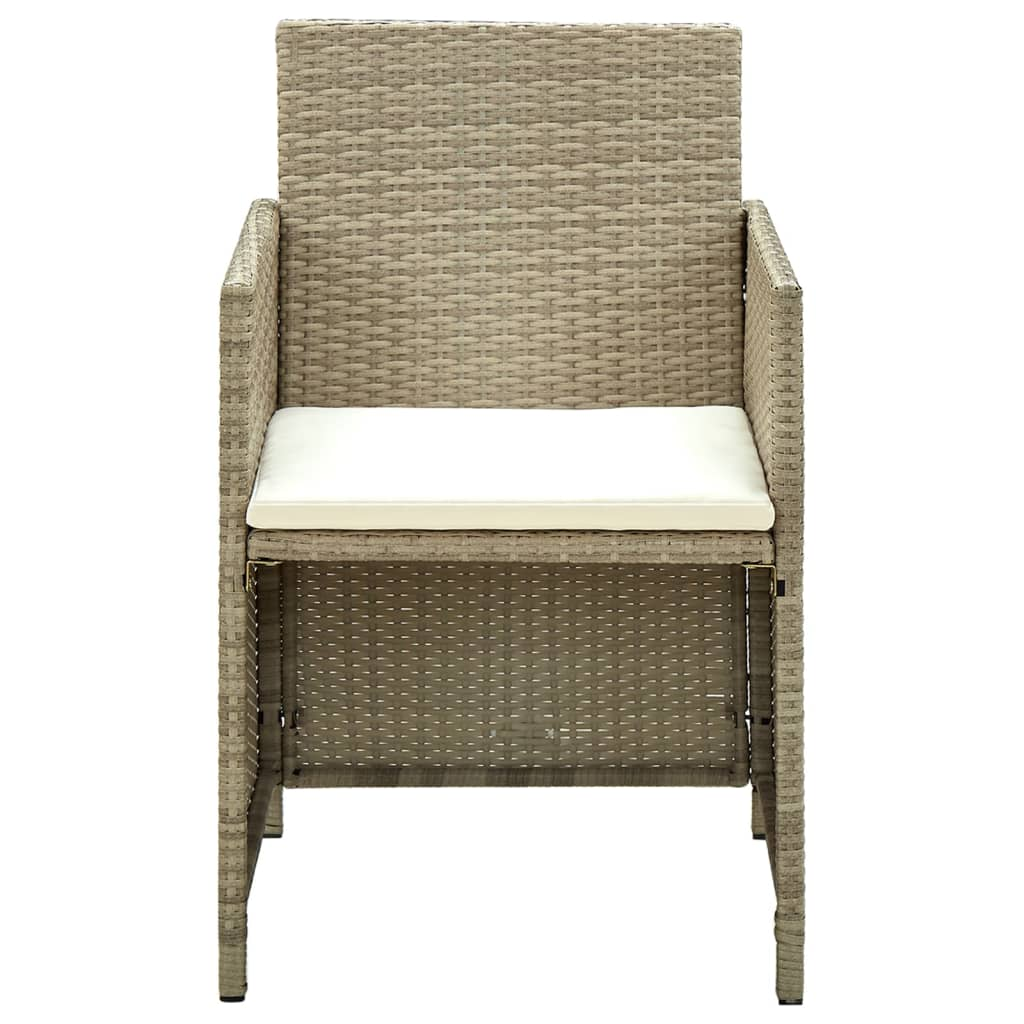 vidaXL 4 Piece Patio Lounge Set with Cushions Beige Poly Rattan