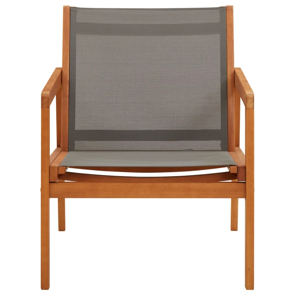 vidaXL Patio Lounge Chair Gray Solid Wood Eucalyptus and Textilene