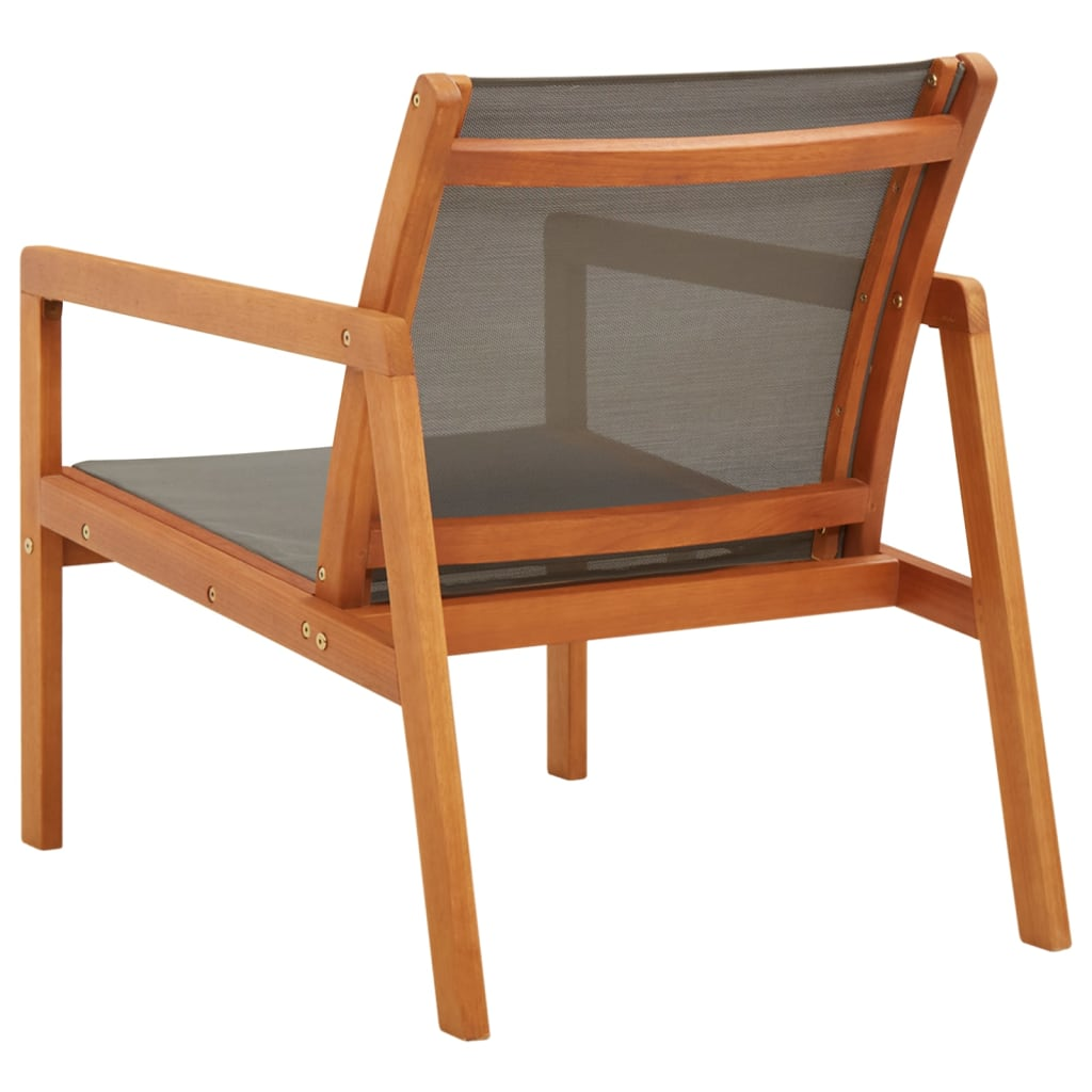 vidaXL Patio Lounge Chair Gray Solid Wood Eucalyptus and Textilene