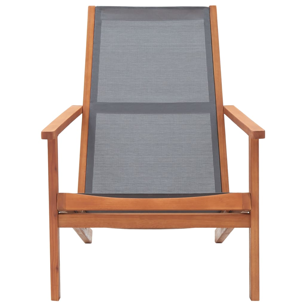 vidaXL Patio Lounge Chair Gray Solid Wood Eucalyptus and Textilene