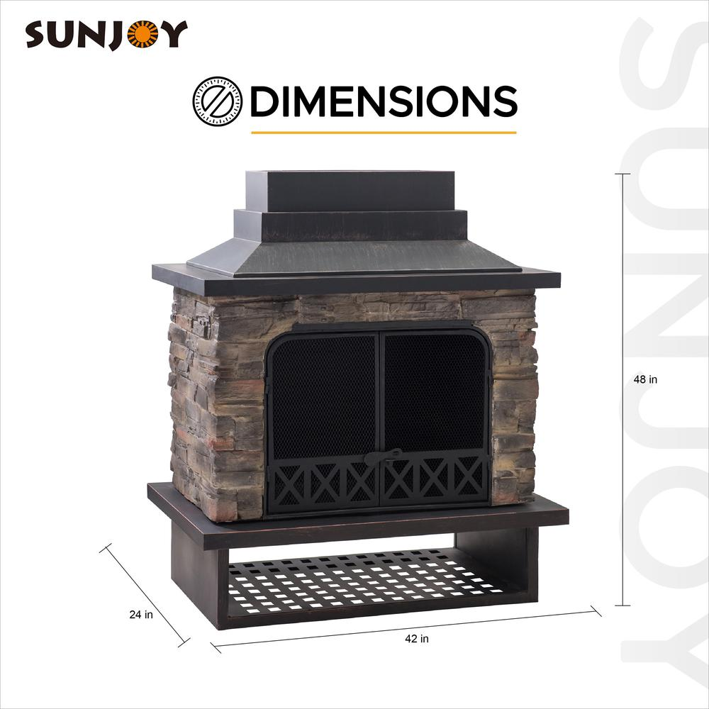 Sunjoy Patio Heavy Duty Wood Burning Fireplace with Steel Chimney