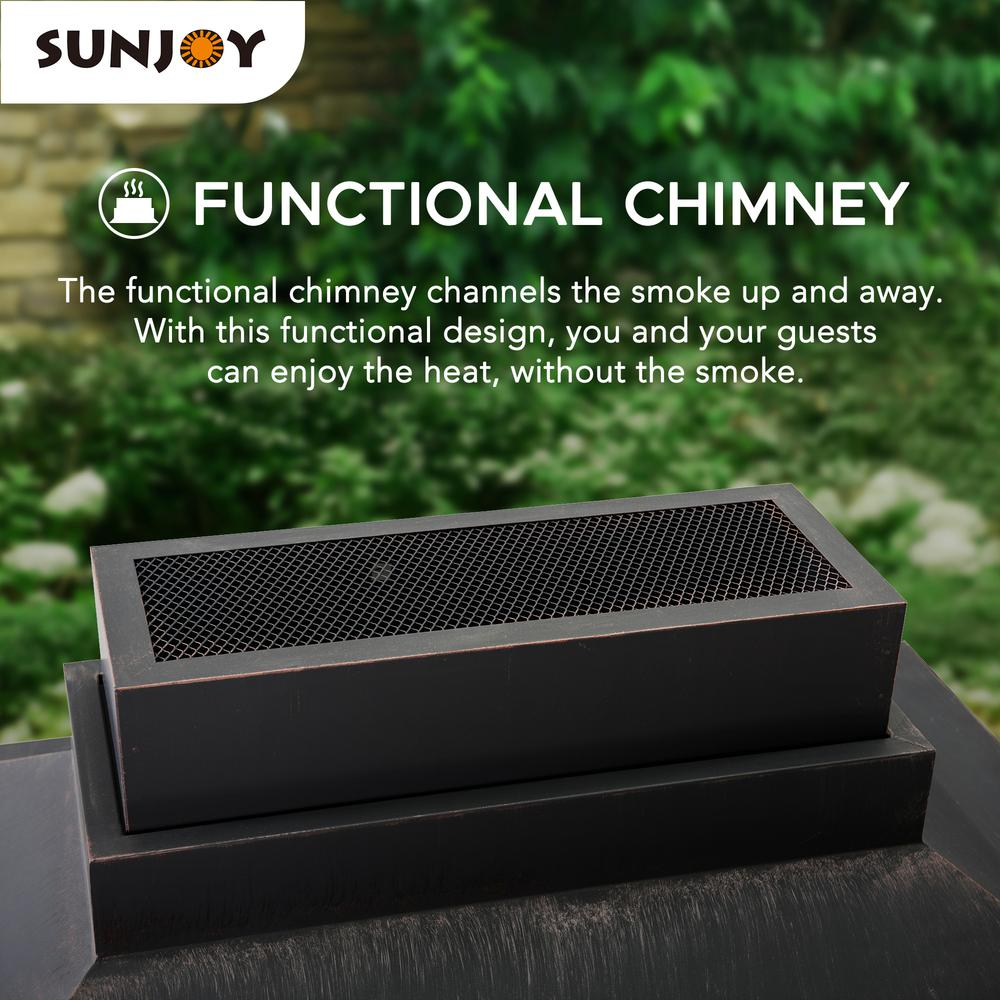 Sunjoy Patio Heavy Duty Wood Burning Fireplace with Steel Chimney