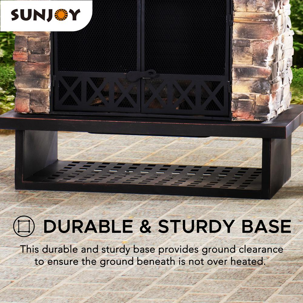 Sunjoy Patio Heavy Duty Wood Burning Fireplace with Steel Chimney