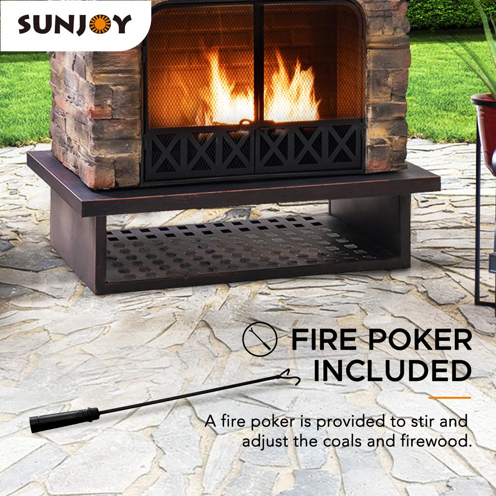 Sunjoy Patio Heavy Duty Wood Burning Fireplace with Steel Chimney