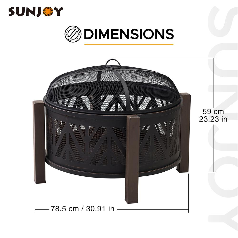 Fire Pit for Outside, Outdoor Steel Wood Burning Fire Pits with Screen