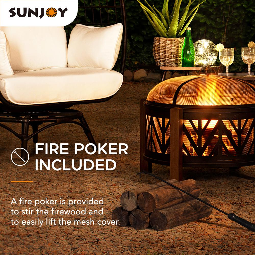 Fire Pit for Outside, Outdoor Steel Wood Burning Fire Pits with Screen