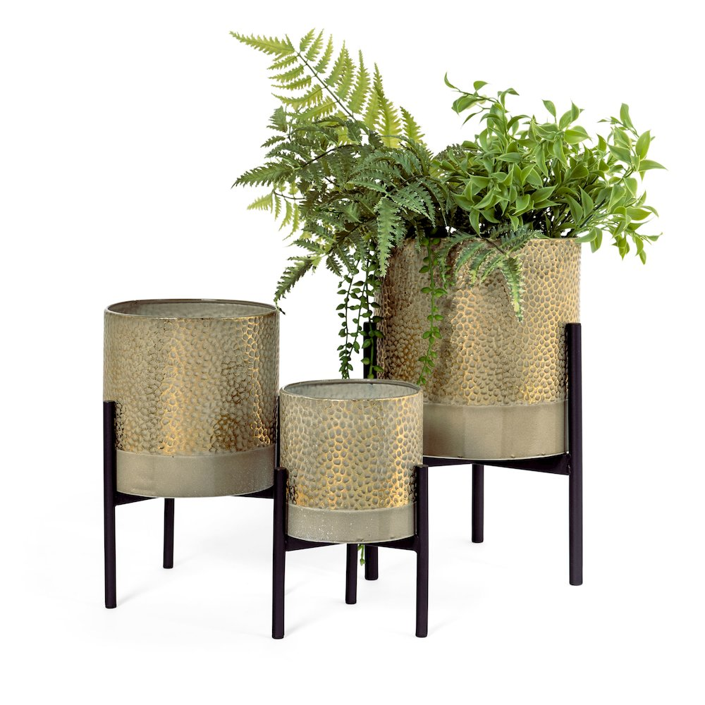 Ambre Metal Table Top Planters, S3