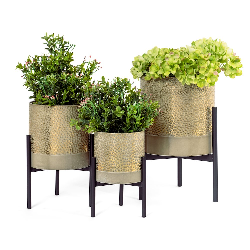 Ambre Metal Table Top Planters, S3