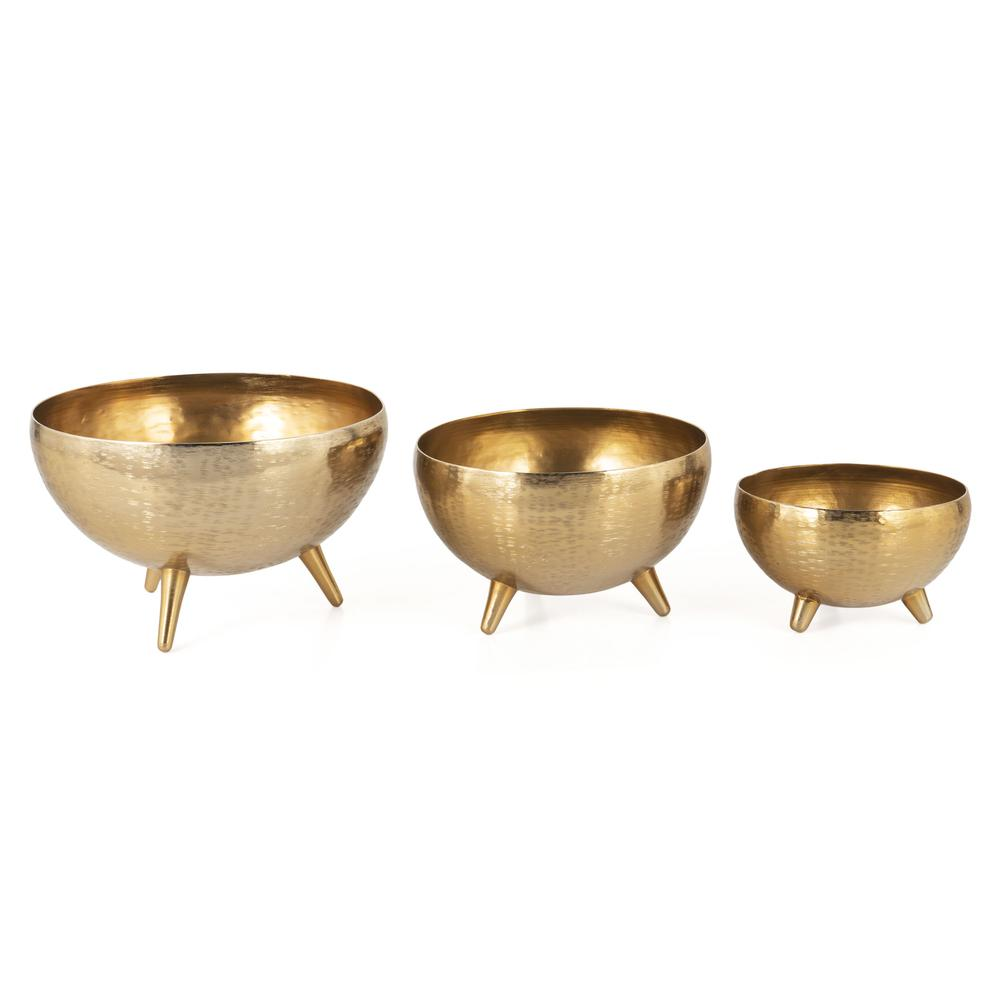 Yasmeen Gold Metal Planter Bowls, Set of 3