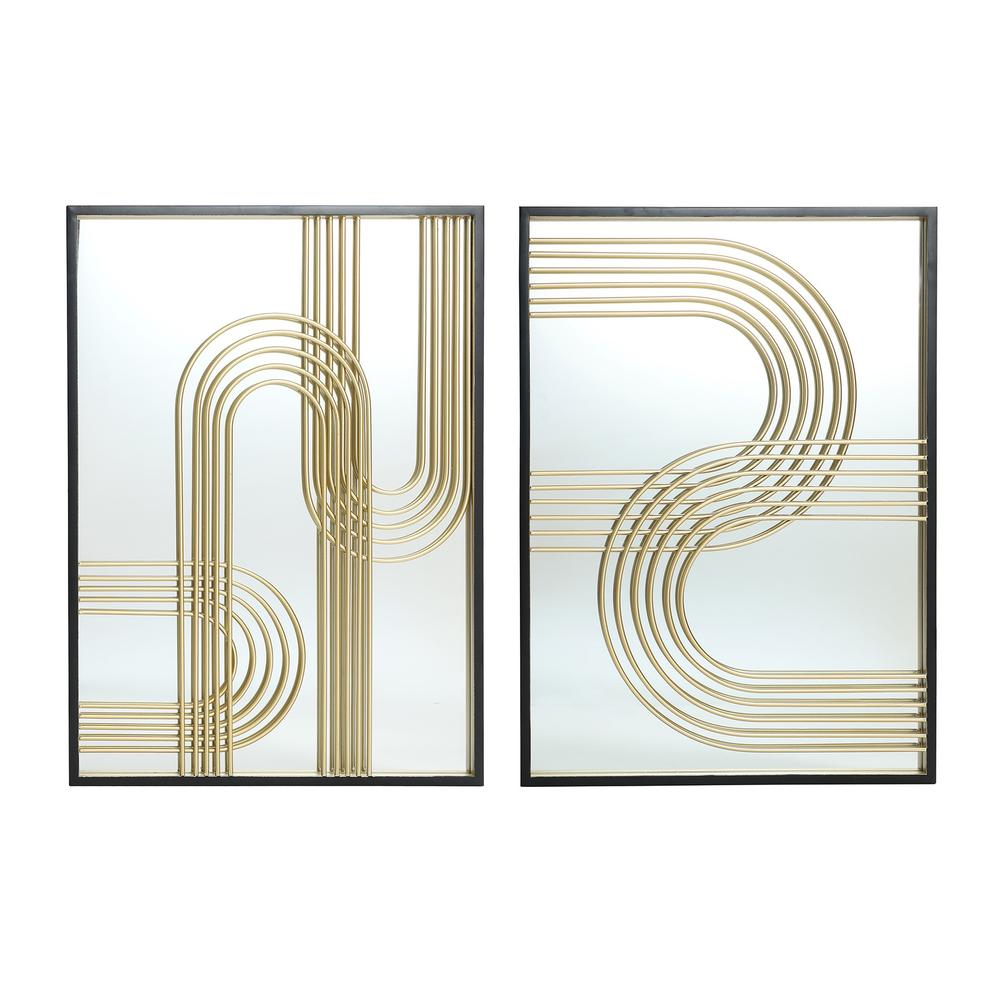 Set of 2 Modern Iron Loops Rectangular Accent Wall Mirrors