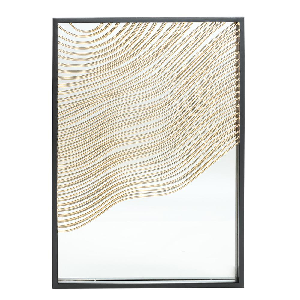 Set of 2 Modern Iron Waves Rectangular Accent Wall Mirrors