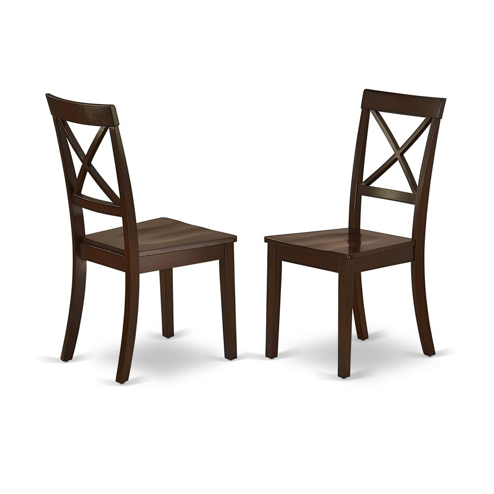 AMBO3-MAH-W 3 Pc Dining Room Set - 1 Round Pedestal Table and 2 Mahogany Dinning Chairs - Mahogany Finish