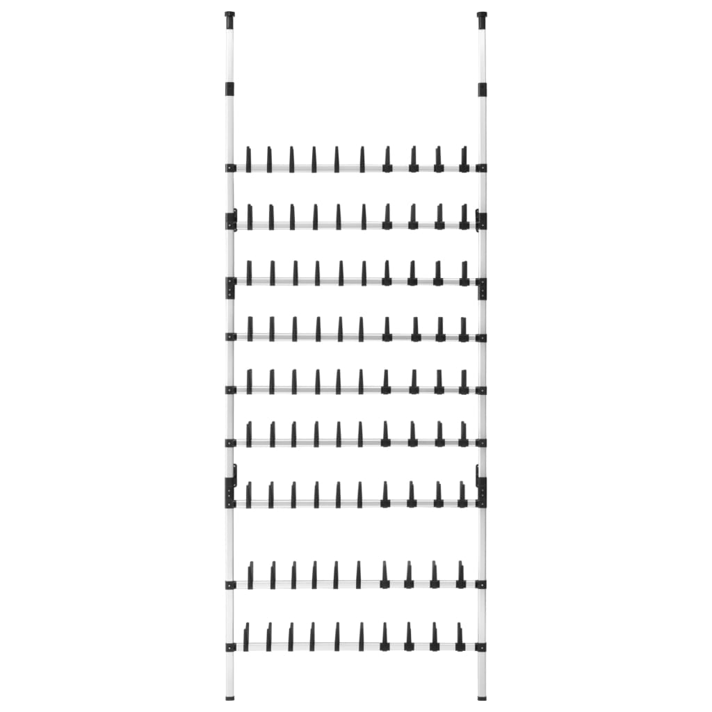 vidaXL Telescopic Shoe Rack with Rods Aluminum