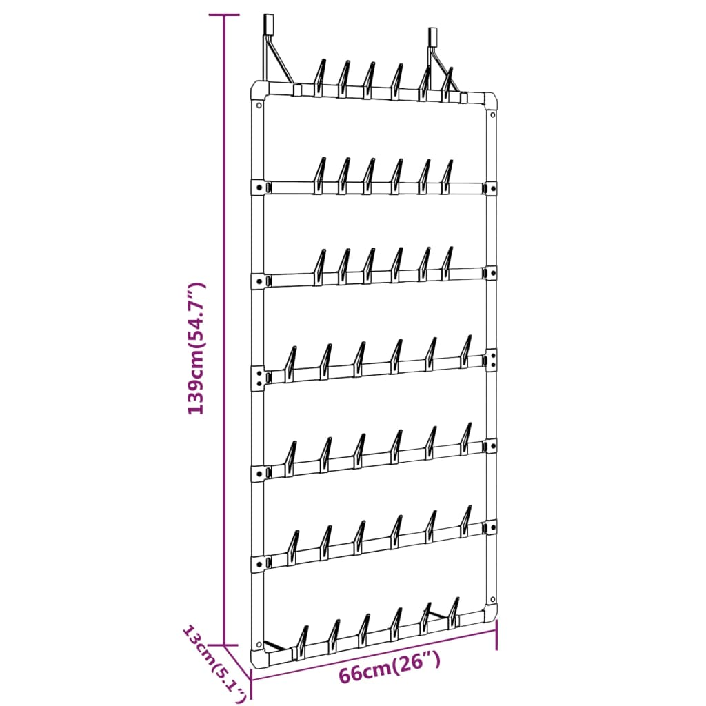 vidaXL Hanging Shoe Rack Silver 26"x5.1"x54.7"