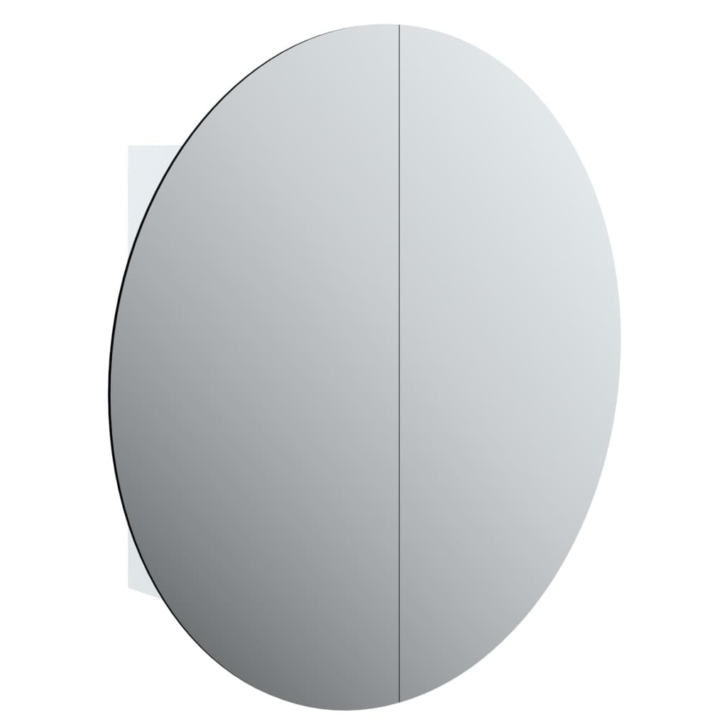 vidaXL Bathroom Cabinet with Round Mirror&LED White 21.3"x21.3"x6.9"