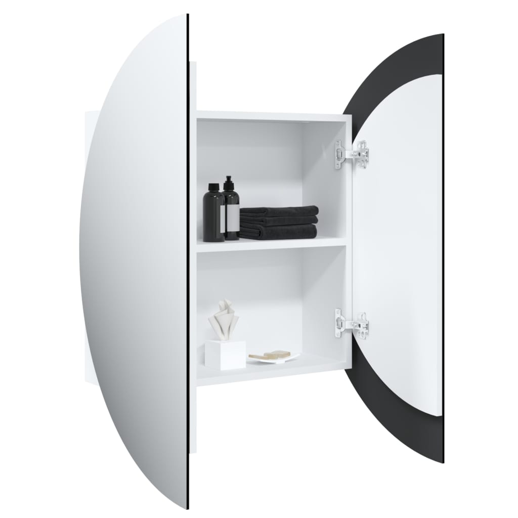 vidaXL Bathroom Cabinet with Round Mirror&LED White 21.3"x21.3"x6.9"